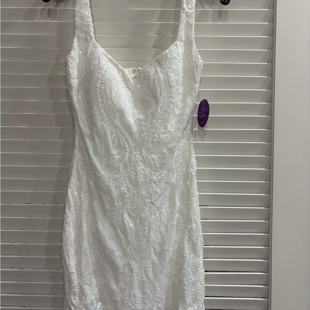 Elegant White Beaded Tank Dress